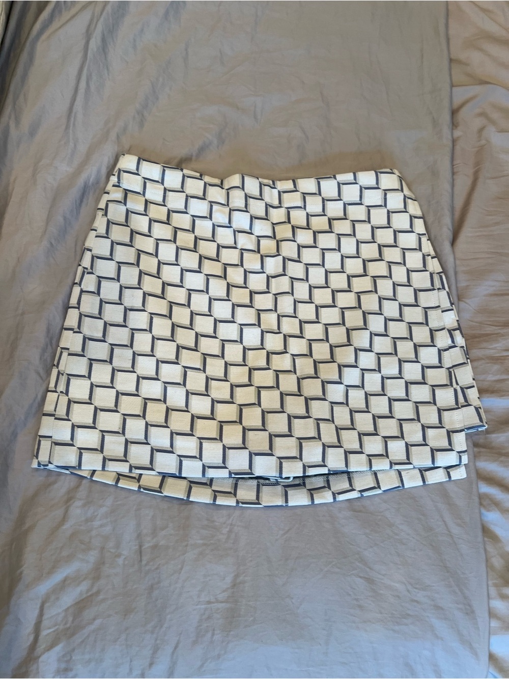 Theory White, Blue, & Grey Geometric Mini Skort